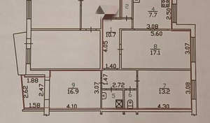 3-к квартира, вторичка, 71м2, 2/9 этаж
