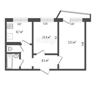 2-к квартира, вторичка, 50м2, 9/9 этаж