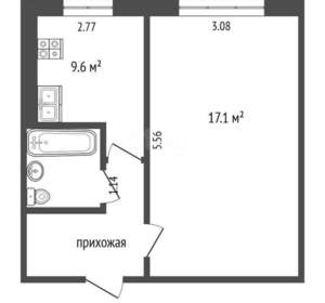 1-к квартира, вторичка, 33м2, 4/5 этаж
