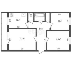 3-к квартира, вторичка, 57м2, 5/5 этаж