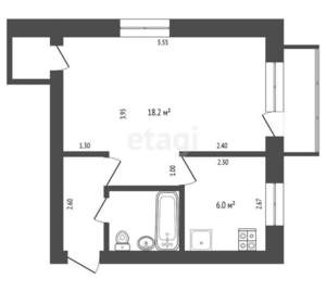1-к квартира, вторичка, 32м2, 4/5 этаж