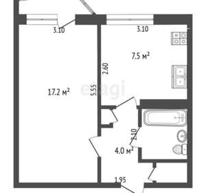 1-к квартира, вторичка, 33м2, 3/9 этаж