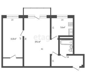 2-к квартира, вторичка, 46м2, 3/5 этаж