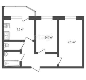 2-к квартира, вторичка, 61м2, 14/16 этаж
