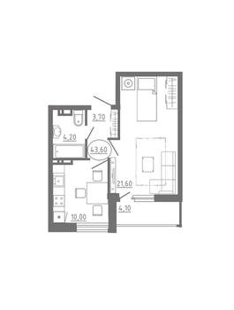 1-к квартира, вторичка, 44м2, 8/18 этаж