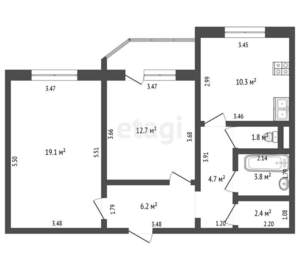2-к квартира, вторичка, 61м2, 2/9 этаж