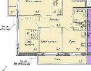 3-к квартира, вторичка, 85м2, 9/13 этаж
