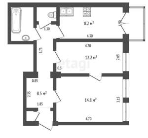 2-к квартира, вторичка, 49м2, 5/5 этаж