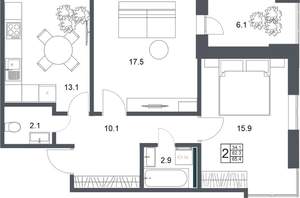2-к квартира, вторичка, 65м2, 5/20 этаж