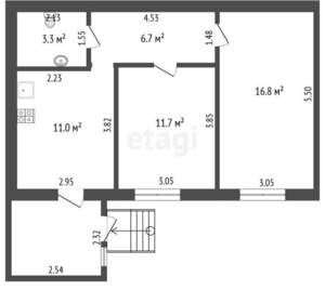 2-к квартира, вторичка, 55м2, 1/1 этаж