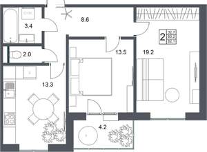 2-к квартира, вторичка, 62м2, 14/20 этаж