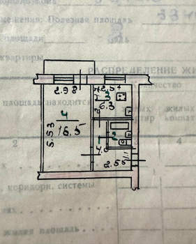 1-к квартира, вторичка, 31м2, 5/5 этаж