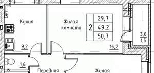 2-к квартира, вторичка, 51м2, 5/5 этаж