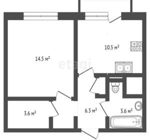 1-к квартира, вторичка, 31м2, 5/5 этаж