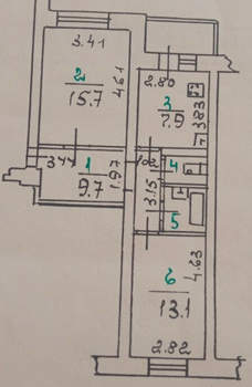 2-к квартира, вторичка, 53м2, 3/5 этаж