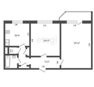 2-к квартира, вторичка, 54м2, 5/7 этаж