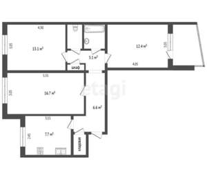 3-к квартира, вторичка, 71м2, 9/9 этаж