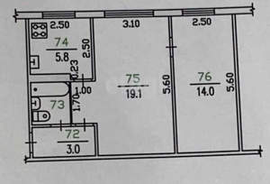 2-к квартира, вторичка, 45м2, 4/5 этаж