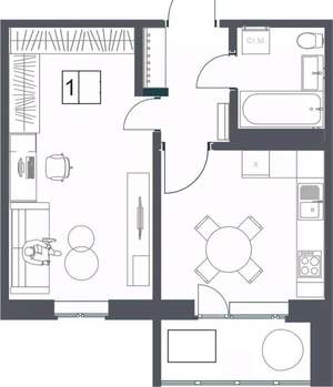 1-к квартира, вторичка, 37м2, 2/17 этаж