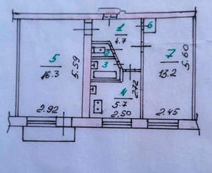 2-к квартира, вторичка, 44м2, 5/5 этаж