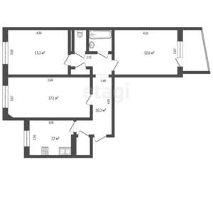 3-к квартира, вторичка, 66м2, 7/9 этаж