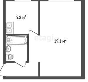 1-к квартира, вторичка, 30м2, 5/5 этаж