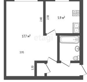 1-к квартира, вторичка, 30м2, 4/5 этаж
