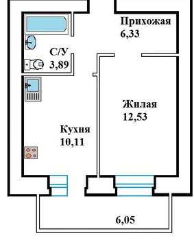 1-к квартира, вторичка, 35м2, 5/18 этаж