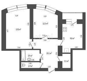 2-к квартира, вторичка, 57м2, 2/10 этаж