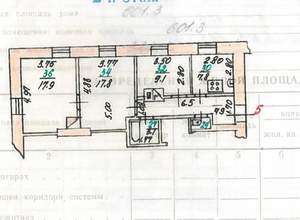 3-к квартира, вторичка, 65м2, 2/2 этаж