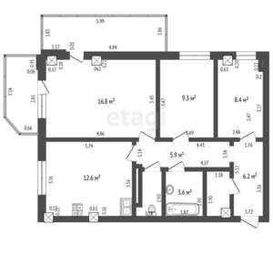 3-к квартира, вторичка, 78м2, 2/14 этаж