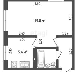 1-к квартира, вторичка, 30м2, 1/5 этаж