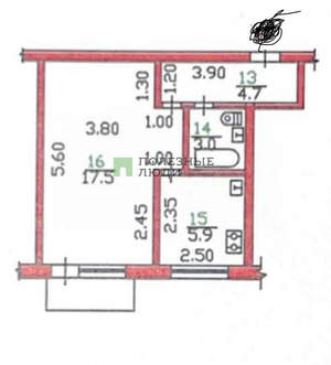 1-к квартира, вторичка, 31м2, 4/5 этаж