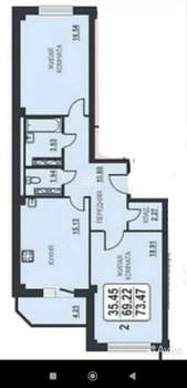 2-к квартира, вторичка, 72м2, 13/14 этаж