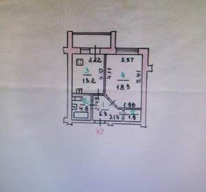 1-к квартира, вторичка, 47м2, 4/9 этаж