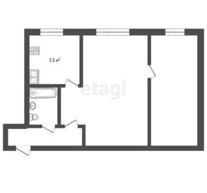 2-к квартира, вторичка, 45м2, 1/5 этаж