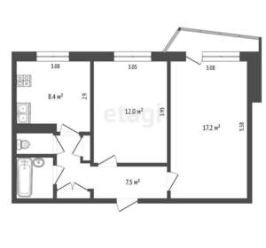 2-к квартира, вторичка, 51м2, 6/9 этаж
