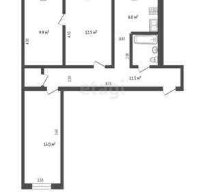 3-к квартира, вторичка, 57м2, 2/5 этаж