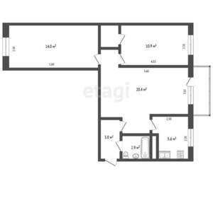 3-к квартира, вторичка, 59м2, 2/5 этаж