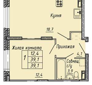 1-к квартира, вторичка, 39м2, 2/13 этаж