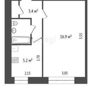 1-к квартира, вторичка, 32м2, 2/5 этаж