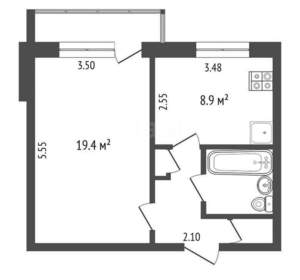1-к квартира, вторичка, 37м2, 1/10 этаж