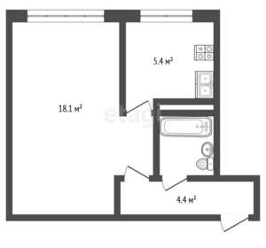 1-к квартира, вторичка, 32м2, 3/5 этаж