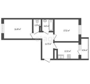 2-к квартира, вторичка, 67м2, 11/17 этаж