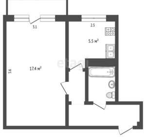 1-к квартира, вторичка, 32м2, 5/5 этаж